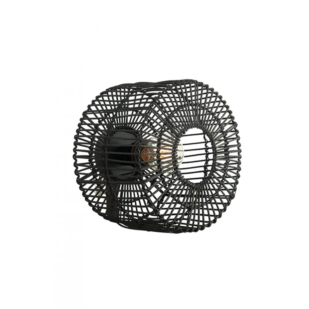 Φωτιστικό Τοίχου Μαύρο Ρατάν 1xE27 - ZAMBELIS LIGHTS