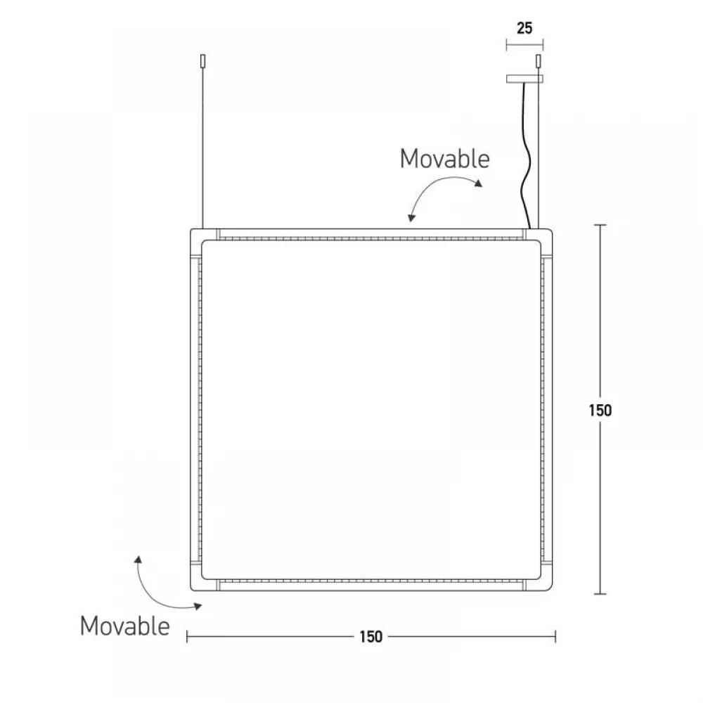 LED Κρεμαστό Φωτιστικό Κινούμενος Σωλήνας Σε Λευκό ή Μαύρο 150x150cm 80W - ZAMBELIS LIGHTS