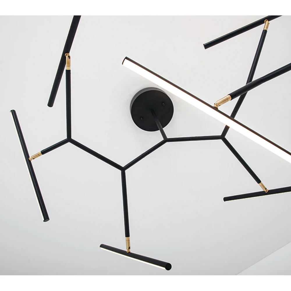 LED Φωτιστικό Οροφής Πολύφωτο Με Φωτεινούς Ράβδους Σε Μαύρο Χρώμα 68W DIMMABLE - ZAMBELIS LIGHTS