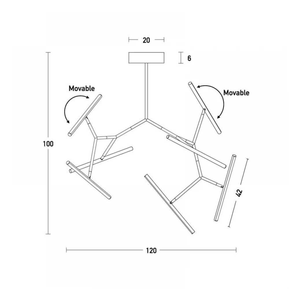 LED Φωτιστικό Οροφής Πολύφωτο Με Φωτεινούς Ράβδους Σε Χρυσό Χρώμα 68W DIMMABLE - ZAMBELIS LIGHTS