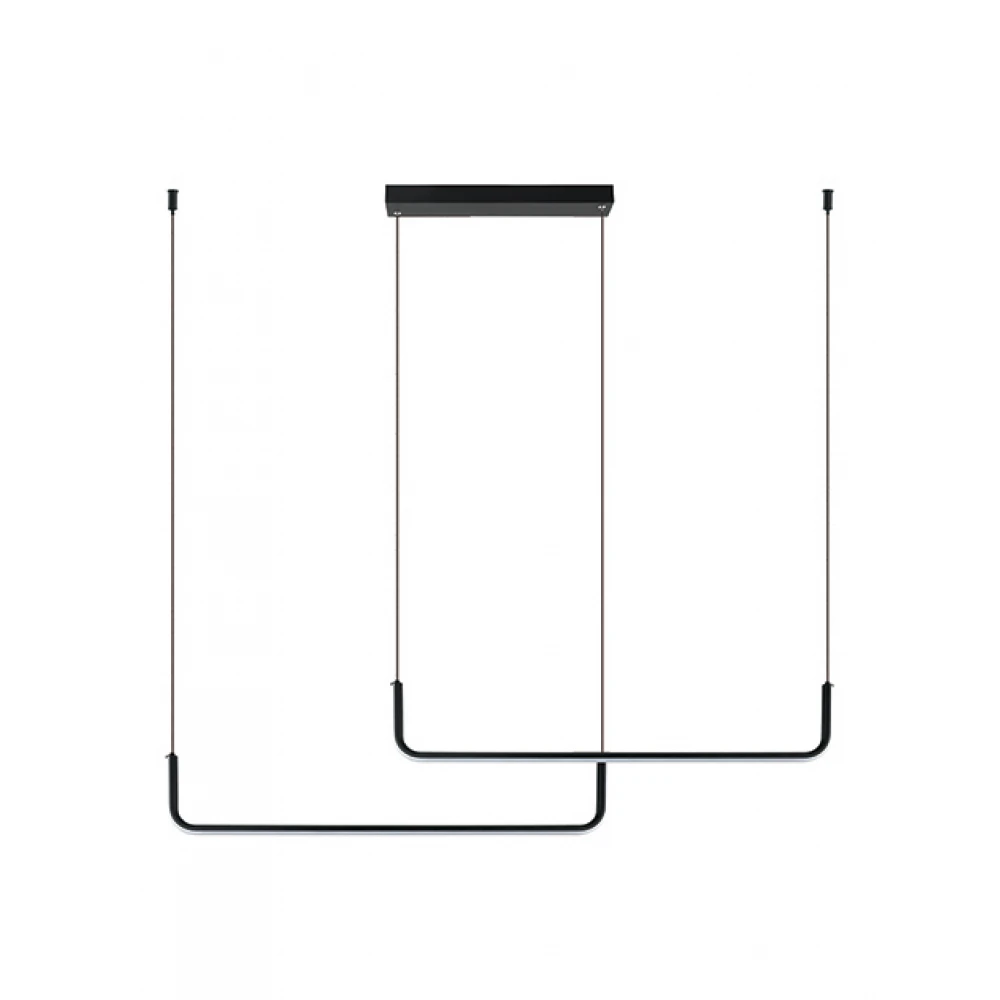 LED Κρεμαστό Φωτιστικό Δίφωτο Από Αλουμίνιο Μαύρο 40W - Zambelis Lights