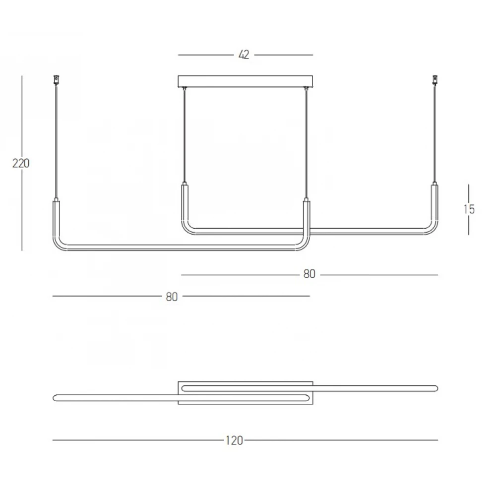 LED Κρεμαστό Φωτιστικό Δίφωτο Από Αλουμίνιο Μαύρο 40W - Zambelis Lights