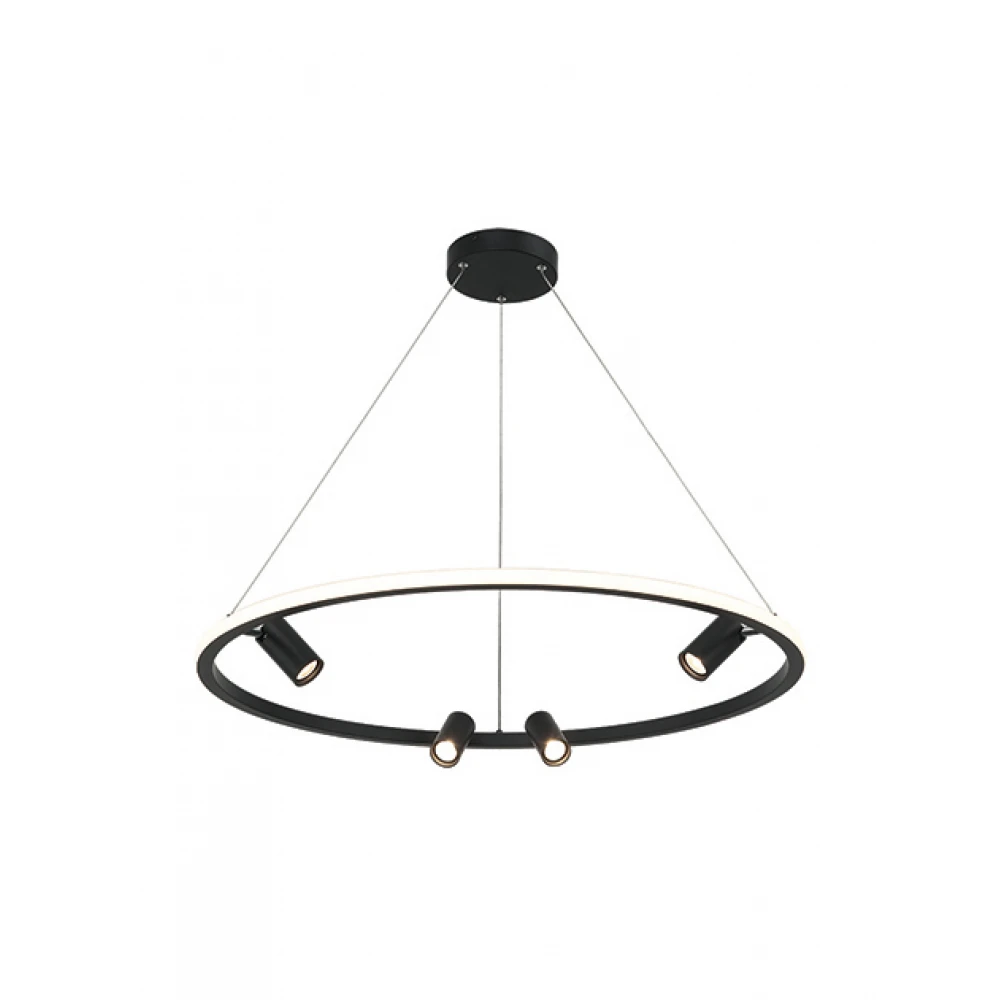 LED Κρεμαστό Πολύφωτο Φωτιστικό με Led Δαχτυλίδι και Τέσσερα Κινούμενα Σποτ 39W + 4x5W - Zambelis Lights