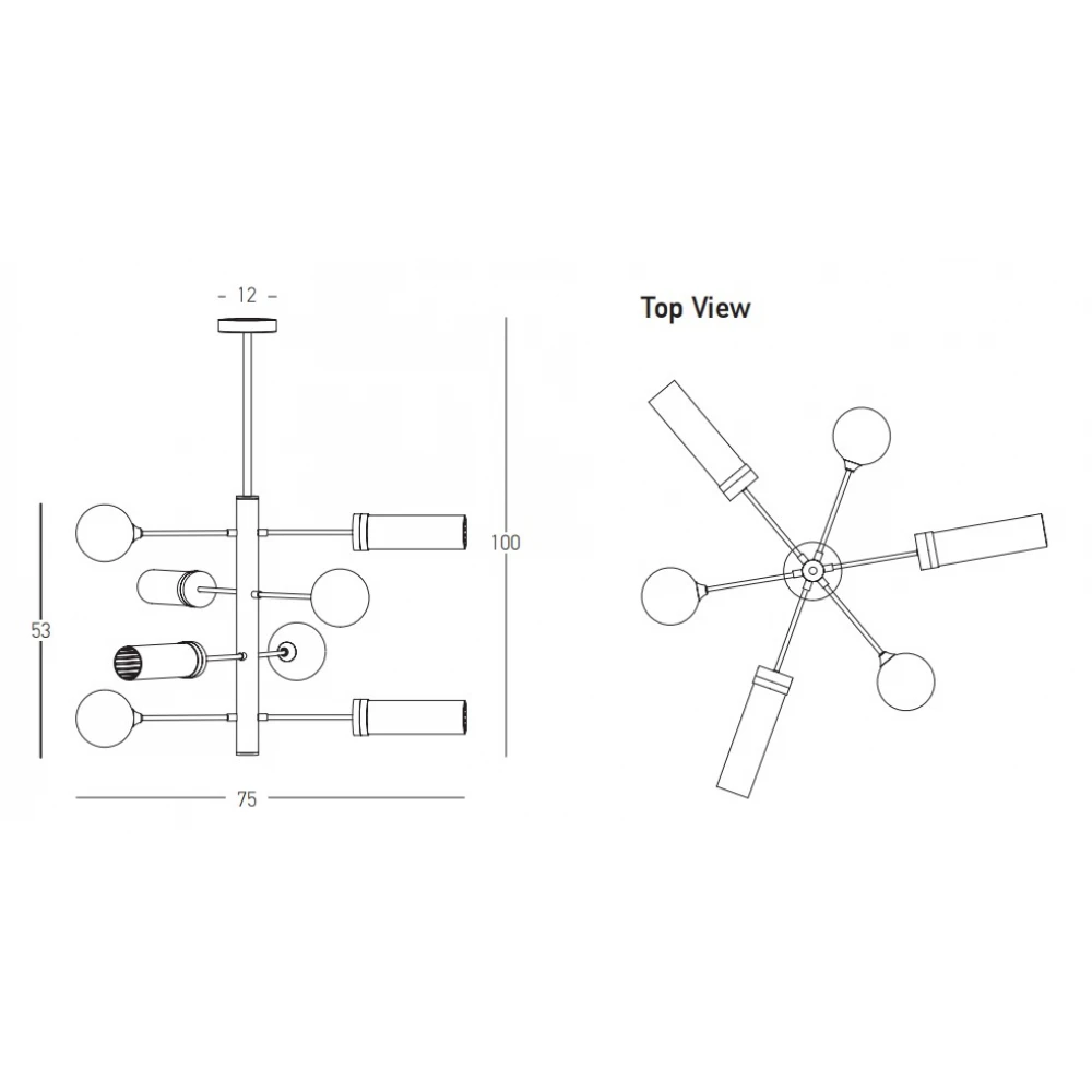 Κρεμαστό Οκτάφωτο Φωτιστικό από Γυαλί και Μέταλλο 4xG9 Led - 4xE27 Zambelis Lights