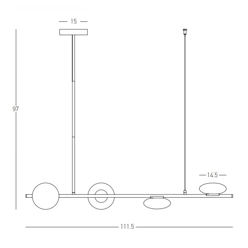 LED Κρεμαστό Τετράφωτο Φωτιστικό Από Μέταλλο Χρυσό Και Λευκό Οπάλ Γυαλί 23W CRi 90 - Zambelis Lights