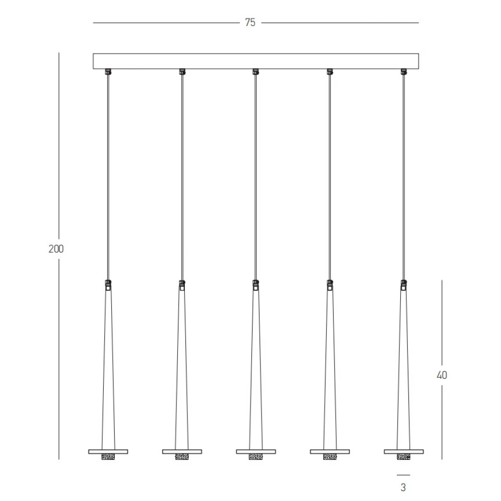 LED Κρεμαστό Φωτιστικό Πολύφωτο Από Αλουμίνιο Μαύρο 15W CRI90 - Zambelis Lights