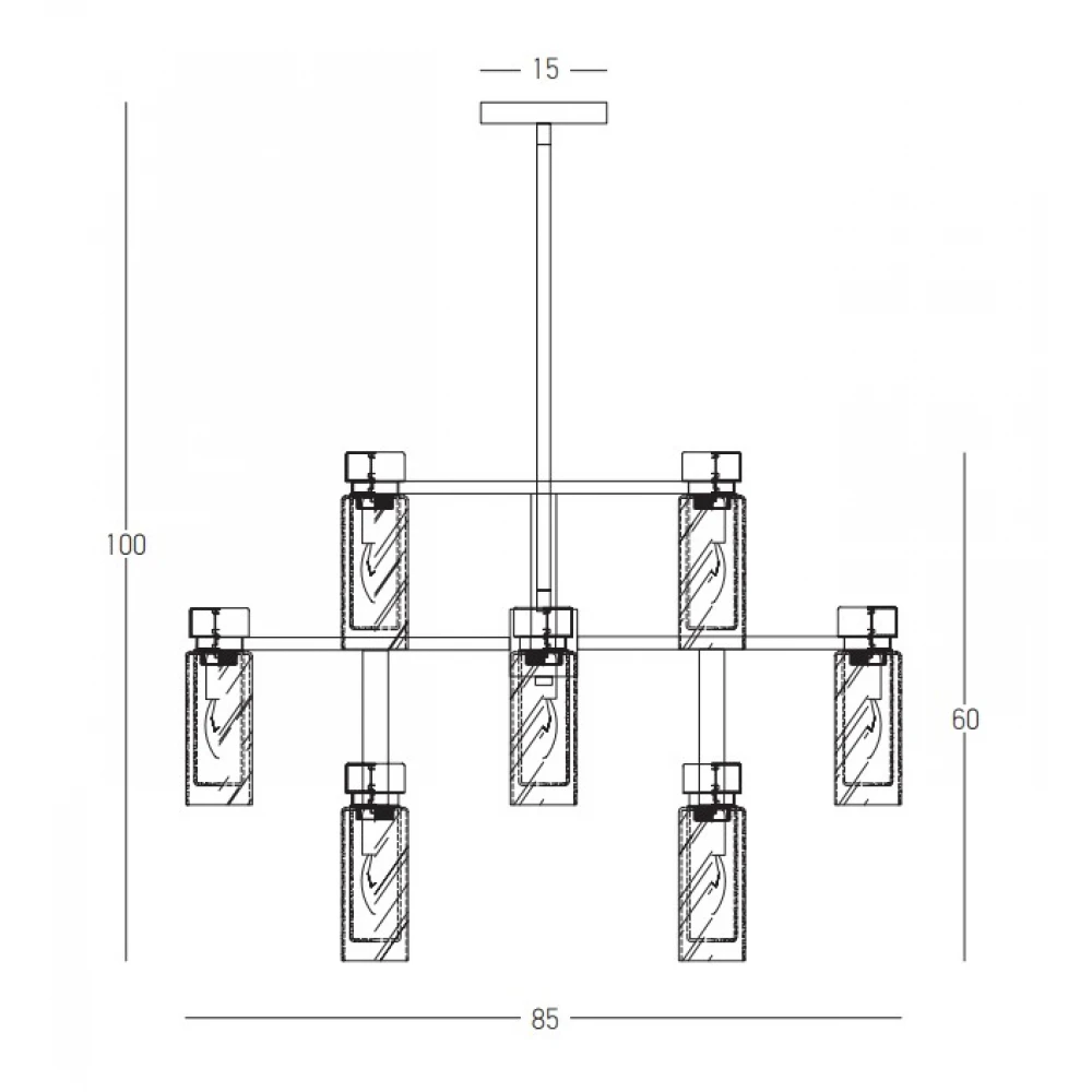 Κρεμαστό Πολύφωτο Από Μέταλλο Και Γυαλί 12xE14 - Zambelis Lights