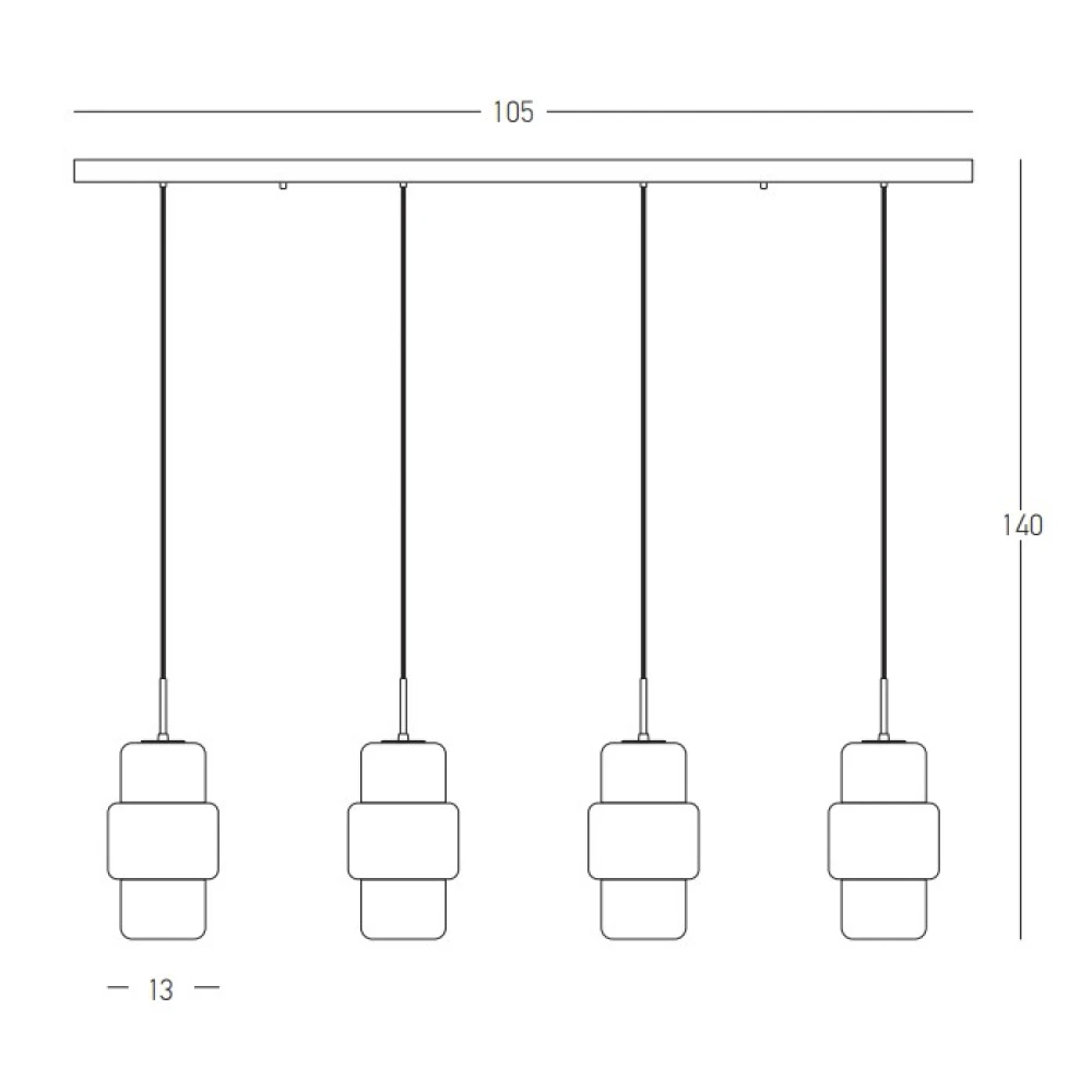 Κρεμαστό Τετράφωτο Από Μέταλλο Και Γυαλί Σε μαύρη ματ και Γυαλί Χρώμιο Διάφανο 4xE27 - Zambelis Lights