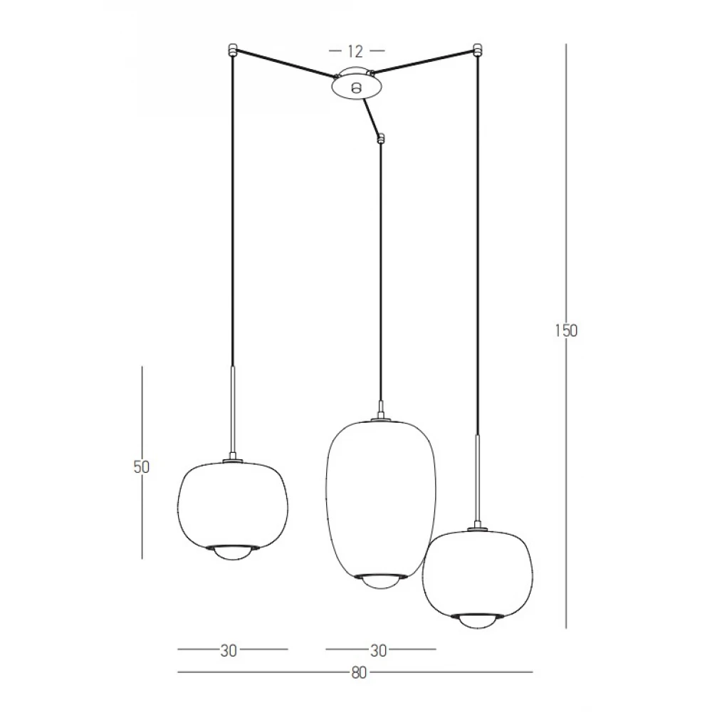 Κρεμαστό Τρίφωτο φωτιστικό Από Γυαλί Και Μέταλλο Μαύρο Με Χρυσές Λεπτομέρειες 3xG9 Led - Zambelis Lights