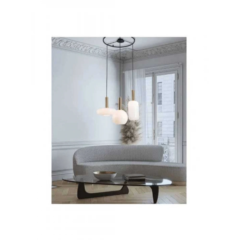 Κρεμαστό τρίφωτο φωτιστικό Από Γυαλί Λευκό Οπάλ 3x E27 - Zambelis Lights