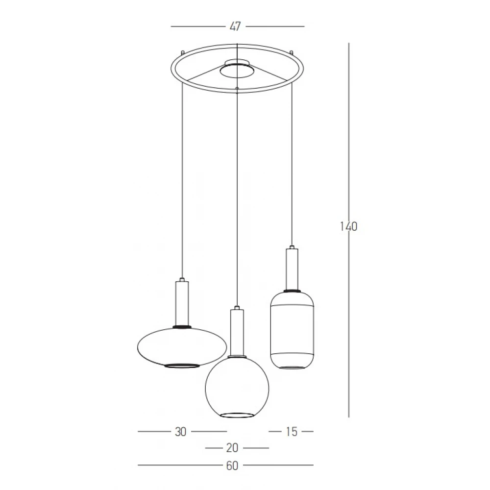 Κρεμαστό τρίφωτο φωτιστικό Από Γυαλί Λευκό Οπάλ 3x E27 - Zambelis Lights