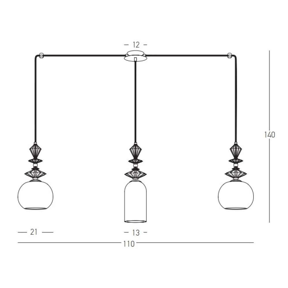 Κρεμαστό Τρίφωτο Φωτιστικό Με Κεραμικά Στοιχεία και Γυαλί Οπαλίνα σε διάταξη ράγας 3x E27 - Zambelis Lights