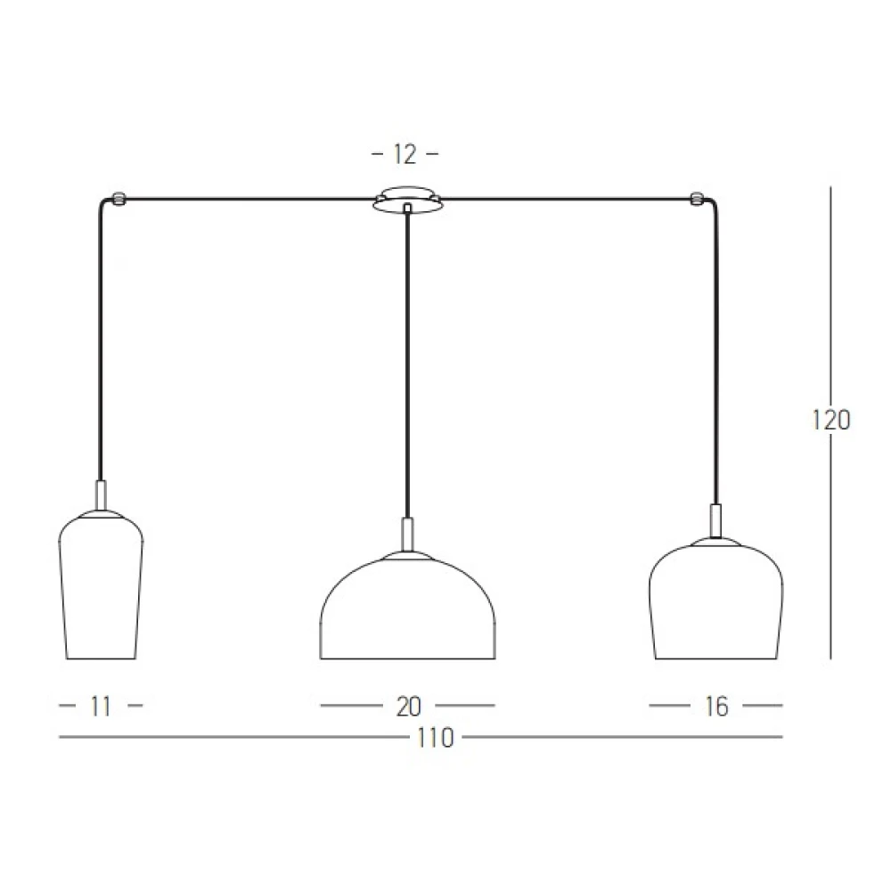 Κρεμαστό Τρίφωτο Φωτιστικό Με Διάφανα Γυαλιά Σε Διάταξη Ραγας 3x E14 - Zambelis Lights