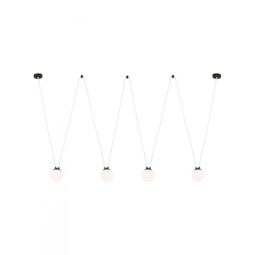 Κρεμαστό Τετράφωτο φωτιστικό από Γυαλί και Μέταλλο Μαύρο Σαγρέ 4xG9 Led Zambelis Lights