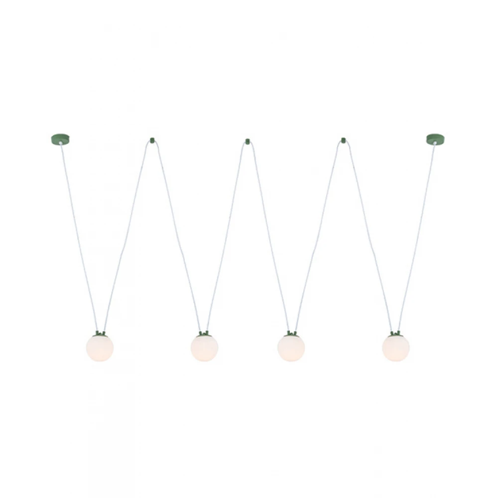 Κρεμαστό Τετράφωτο φωτιστικό από Γυαλί και Μέταλλο Σαγρέ Πράσινο της Ελιάς 4xG9 Led Zambelis Lights