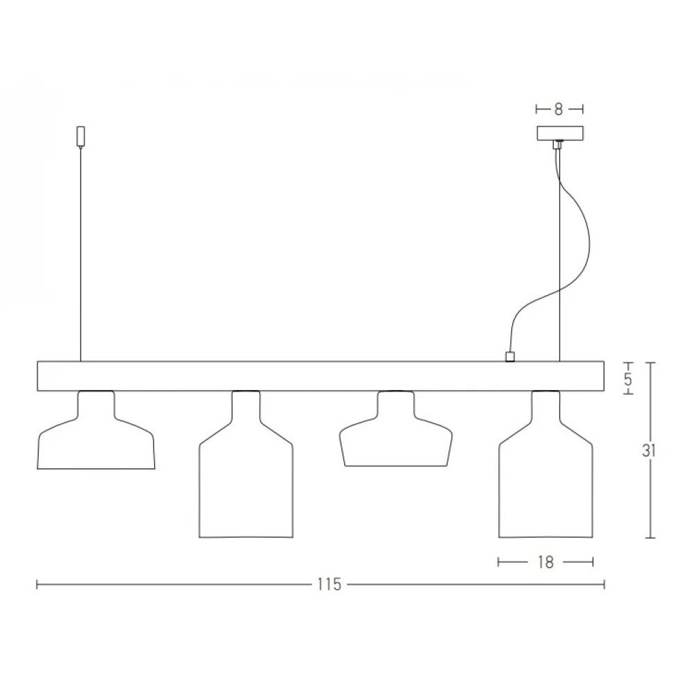 Vintage Κρεμαστό Φωτιστικό Πολύφωτο από Ξύλο και Μέταλλο 4xE27 - ZAMBELIS LIGHTS