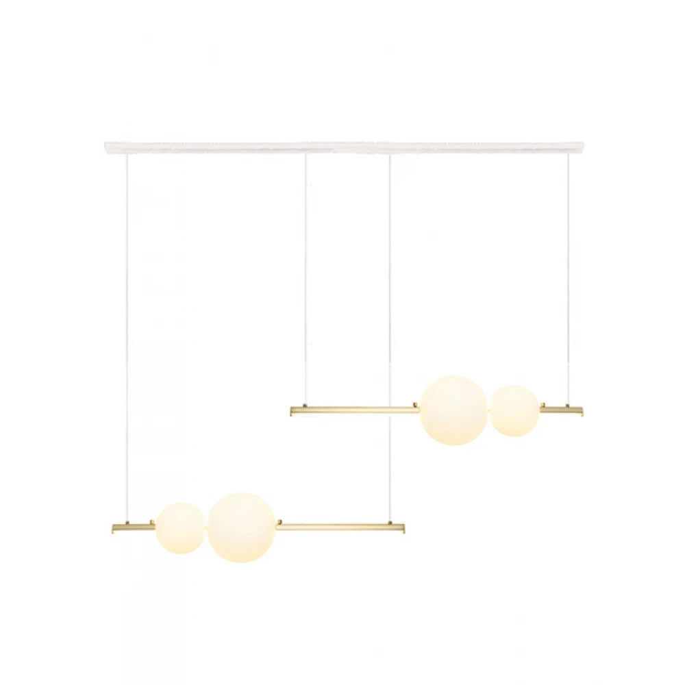 LED Κρεμαστό Φωτιστικό Πολύφωτο από Αλουμίνιο Χρυσό ματ και Λευκή Οπαλίνα 22W - Zambelis Lights