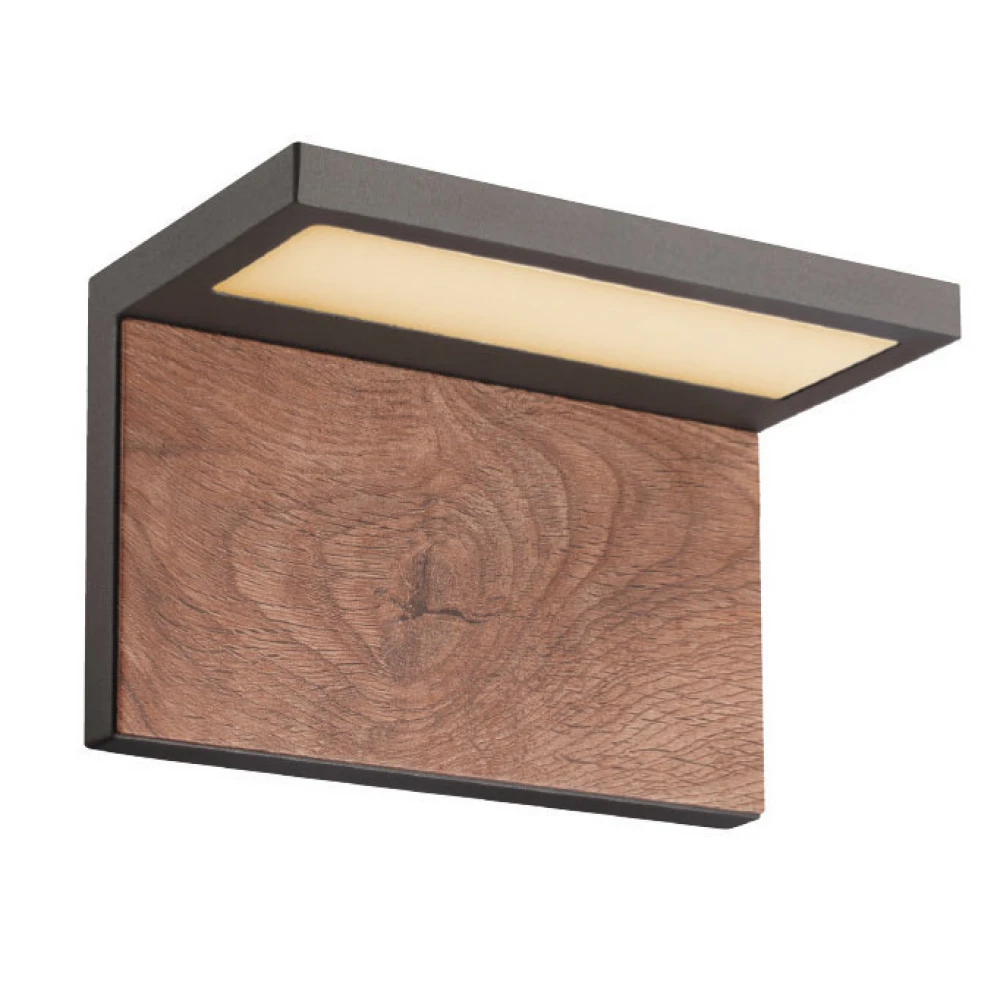 LED Απλίκα Εξωτερικού Χώρου Από Αλουμίνιο Σε Γραφίτη Και Ξύλο 13W IP54 - Zambelis Lights