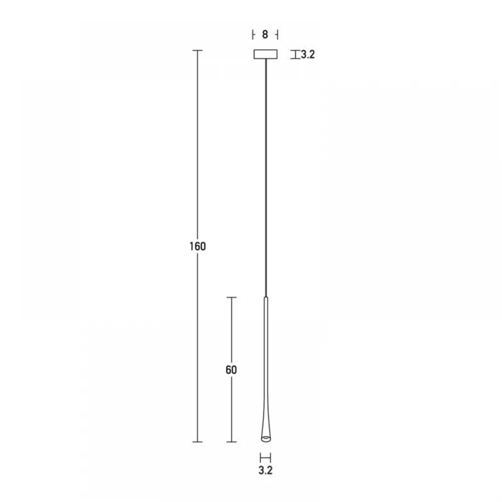 LED Κρεμαστό Φωτιστικό Μαύρο  Φ3,2cm 7W CRI90 - ZAMBELIS LIGHTS