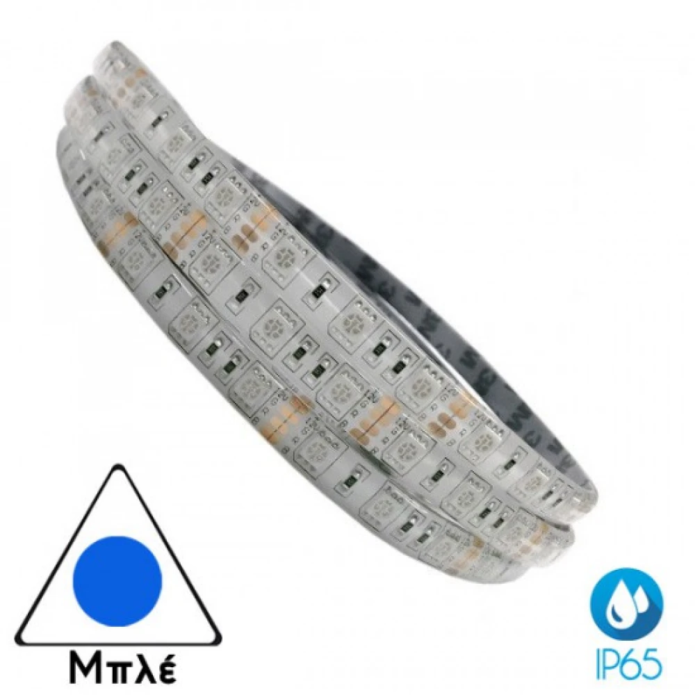 5 Μέτρα Led Ταινία 14.4W 12V DC IP65 Αδιάβροχη Μπλε ACA