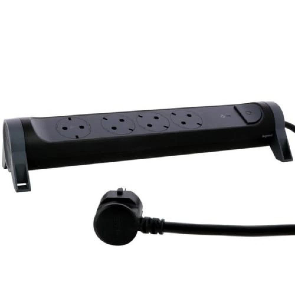 Πολύπριζο με προστατευτικό υπέρτασης 4 πρίζες σούκο, με δυνατότητα περιστροφής, καλώδιο 1,5m και διατομή 1,5mm² , Μαύρο - legrand