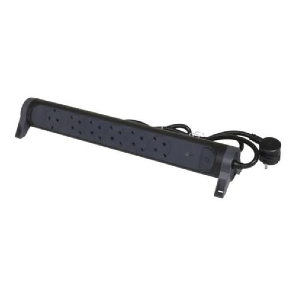 Πολύπριζο με προστατευτικό υπέρτασης 6 πρίζες σούκο, με δυνατότητα περιστροφής, καλώδιο 1,5m και διατομή 1,5mm² , Μαύρο - legrand