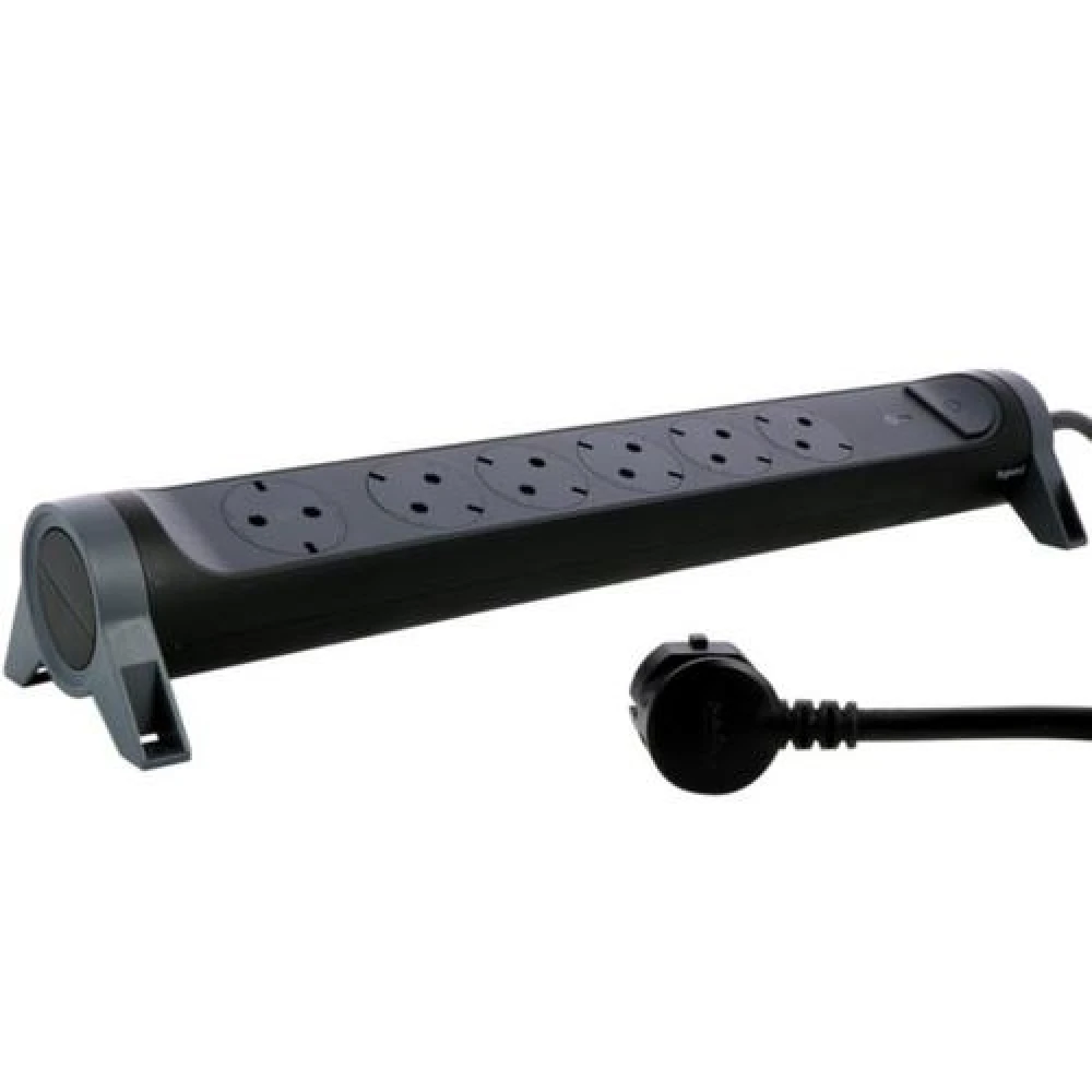 Πολύπριζο με προστατευτικό υπέρτασης 6 πρίζες σούκο, με δυνατότητα περιστροφής, καλώδιο 1,5m και διατομή 1,5mm² , Μαύρο - legrand