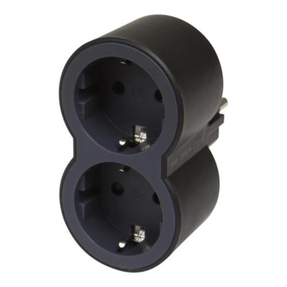 Πολύπριζο με 2 πρίζες σούκο, ευθεία έξοδος, Μαύρο/Σκούρο Γκρι - legrand