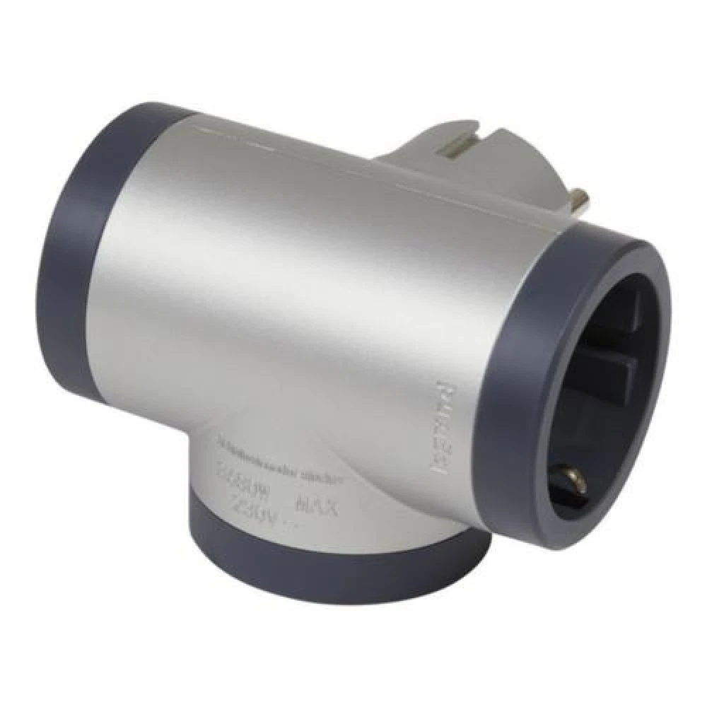 Πολύπριζο με 3 πρίζες σούκο, πλάγια έξοδος, Αλουμίνιο/Σκούρο Γκρι - legrand