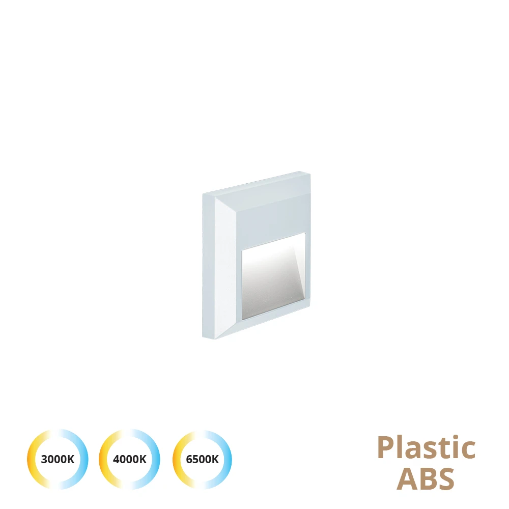 Φωτιστικό Απλίκα Πλαστική LED Τετράγωνη 3W cct Σε Λευκό Χρώμα Leros Plus VIOKEF