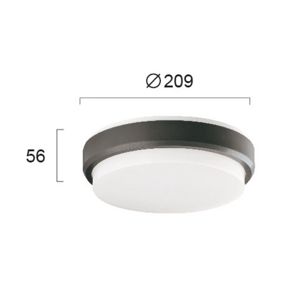 Πλαφονιέρα Ανθρακί 10W D:200 Tinos - Viokef