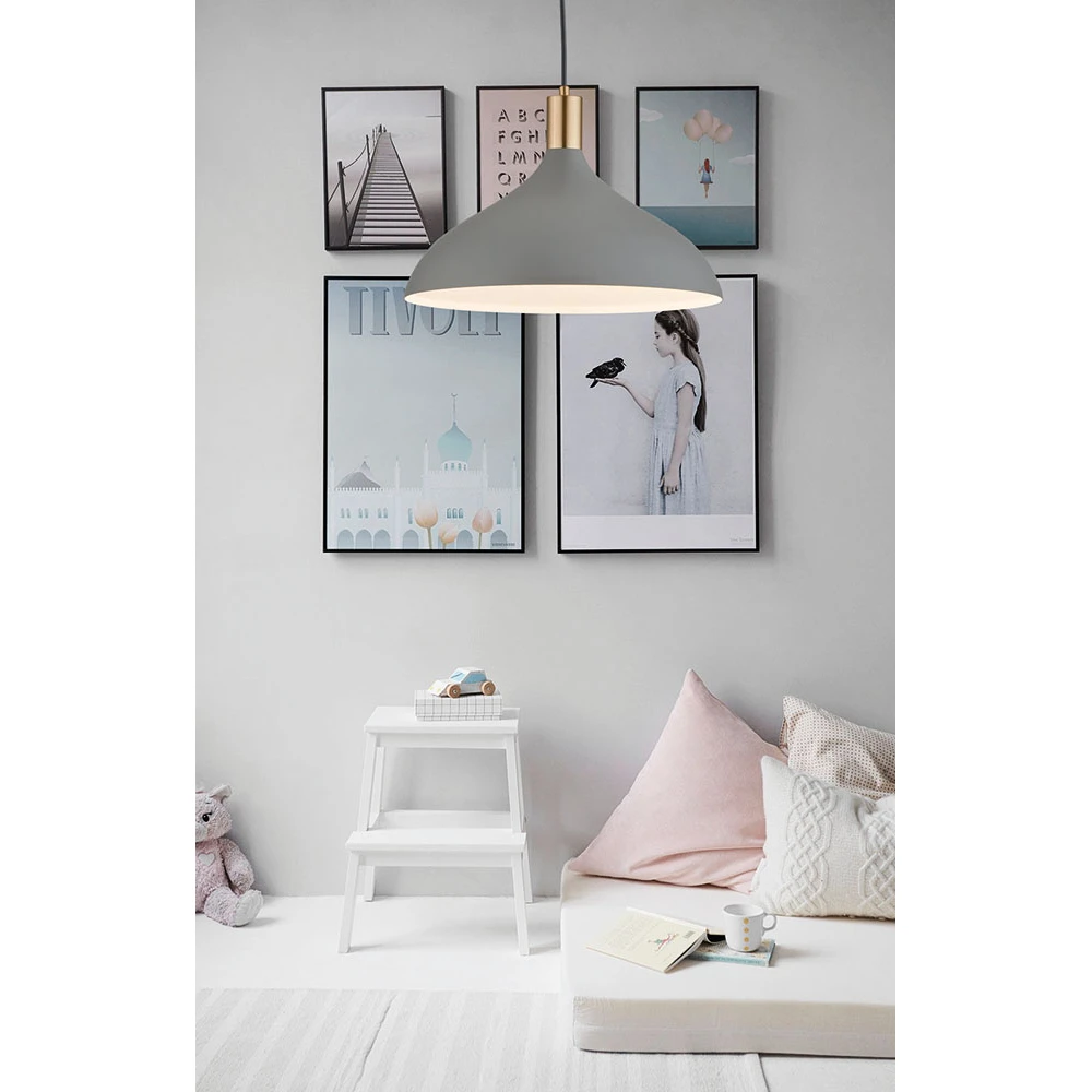 Κρεμαστό Φωτιστικό Μεταλλικό Σε Λευκό Χρώμα Με Χρυσές Λεπτομέρειες Ø270 1xE27 LAMAS VIOKEF