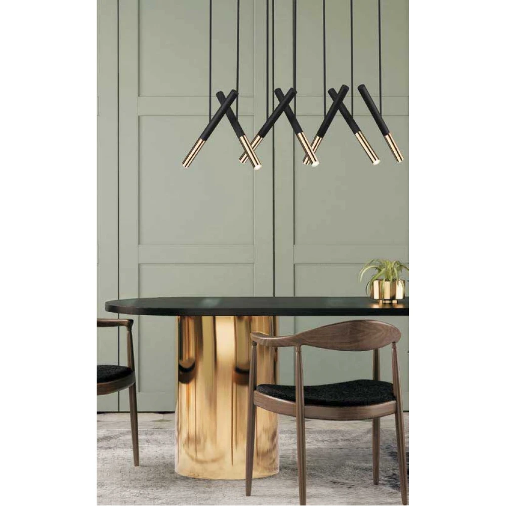 LED Κρεμαστό Φωτιστικό Μεταλλικό Χρυσό Μαύρο 36,4W DIMMABLE BALLET VIOKEF