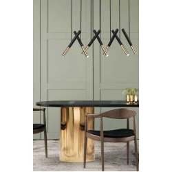 LED Κρεμαστό Φωτιστικό Μεταλλικό Χρυσό Μαύρο 36,4W DIMMABLE BALLET VIOKEF