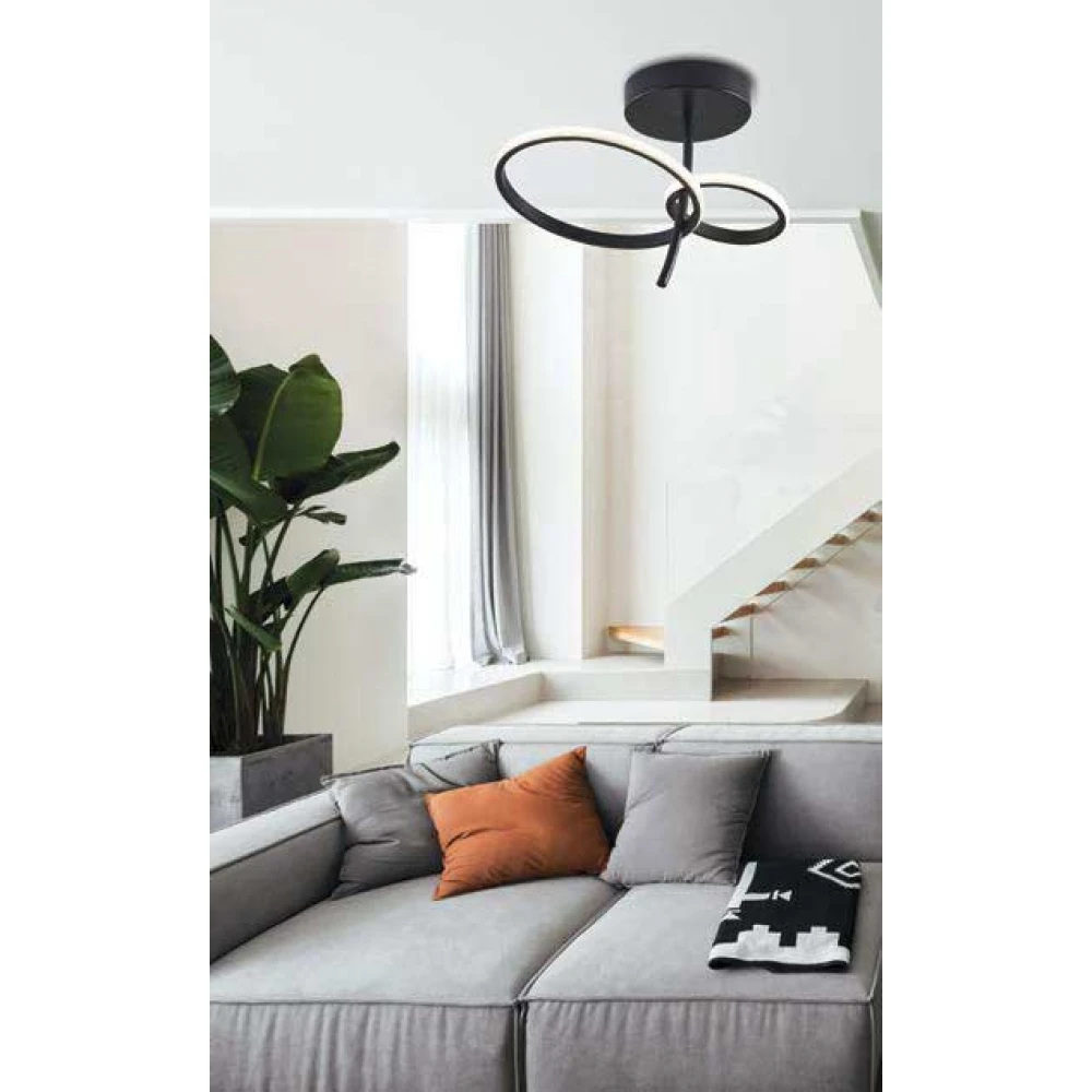 LED Πλαφονιέρα Μαύρη 36W DOUBLE - VIOKEF