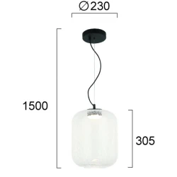 LED Κρεμαστό Φωτιστικό Μονόφωτο Διάφανο 13W Kiva - Viokef