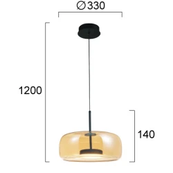 LED Κρεμαστό Φωτιστικό Μονόφωτο Μελί 12W D:330 Deco - Viokef