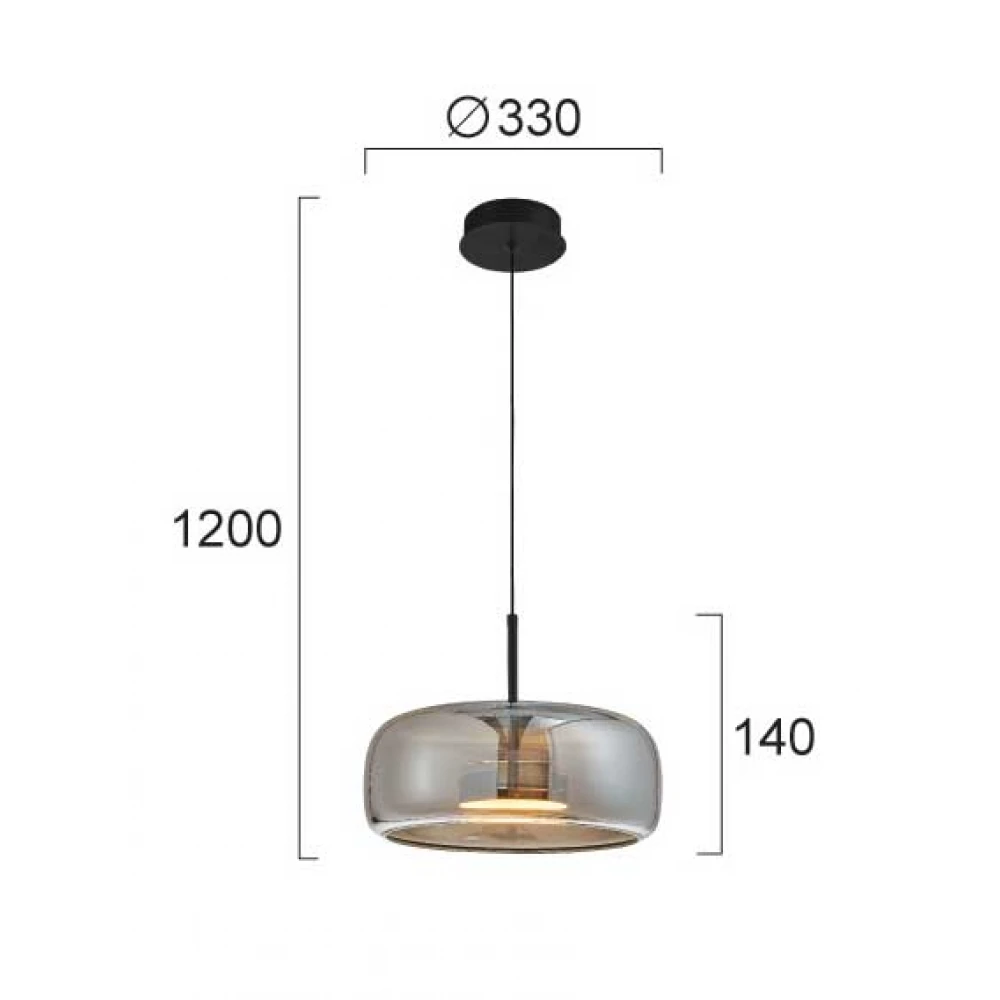 LED Κρεμαστό Φωτιστικό Μονόφωτο Φυμέ 12W D:330 Deco - Viokef