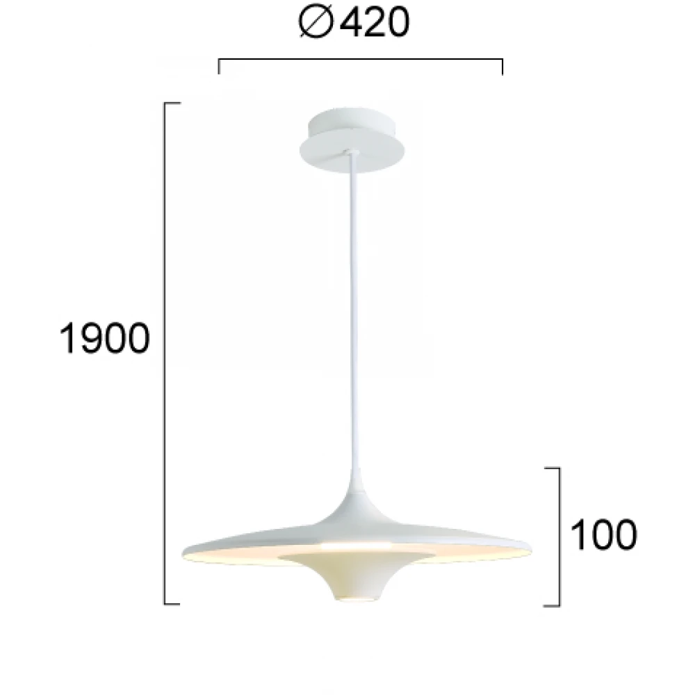 LED Κρεμαστό Φωτιστικό Μονόφωτο Λευκό 19W CRI 93 Rene - Viokef