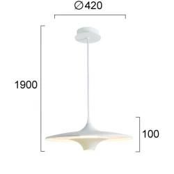 LED Κρεμαστό Φωτιστικό Μονόφωτο Λευκό 19W CRI 93 Rene - Viokef