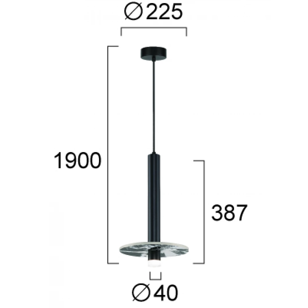 LED Κρεμαστό Φωτιστικό Μονόφωτο Μαύρο 8W CRI 94 Leandros - Viokef