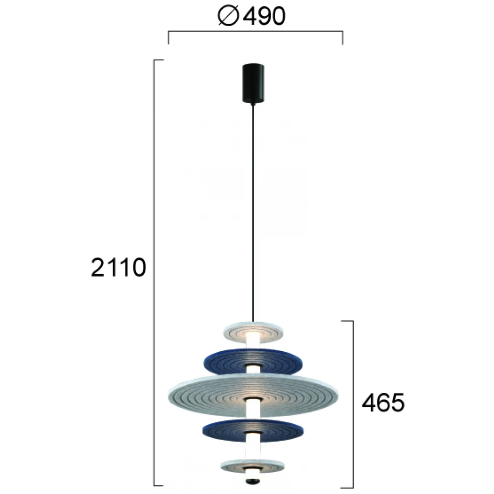 LED Κρεμαστό Φωτιστικό Μονόφωτο h:465 16W Azul - Viokef