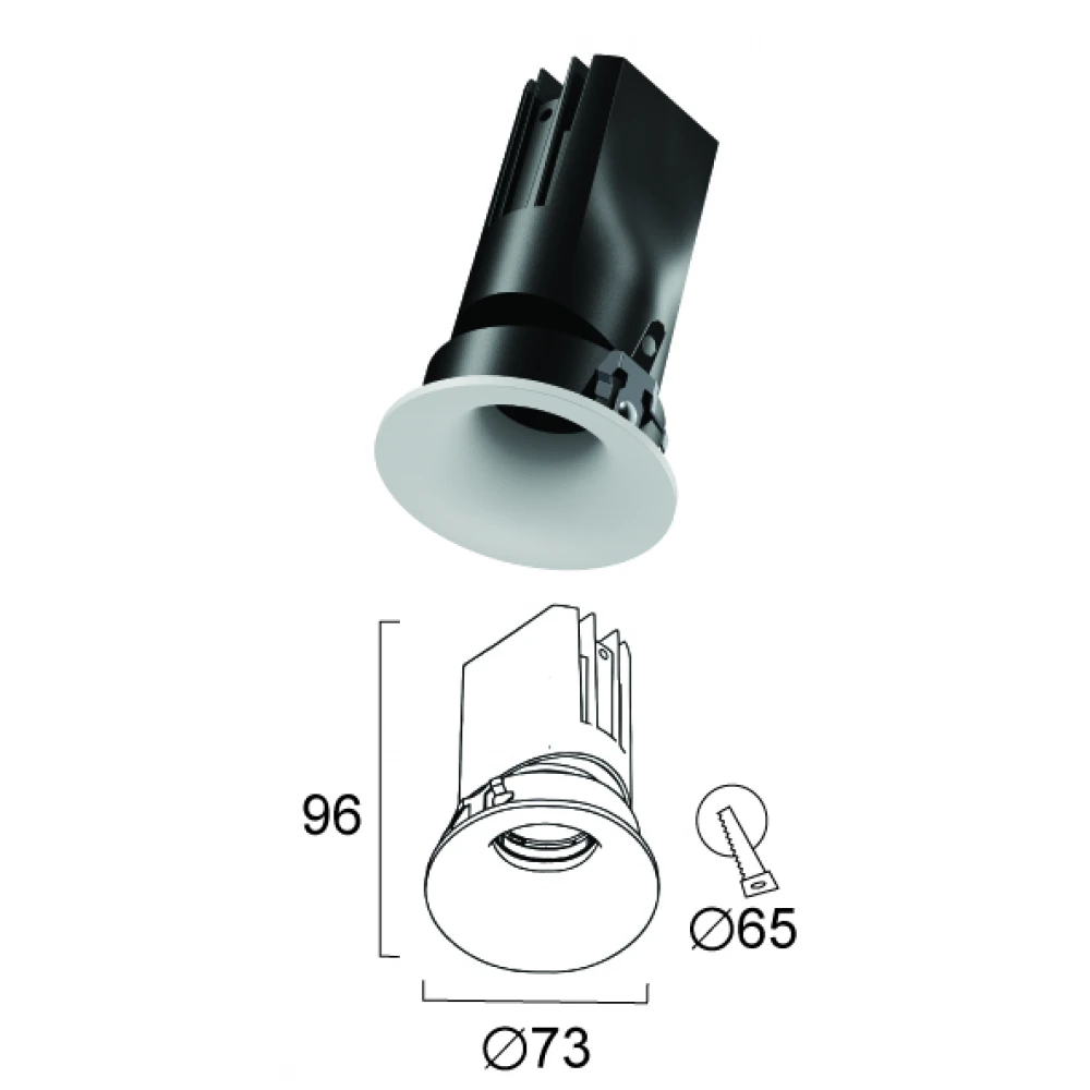 Χωνευτό Σποτ D:73 LED 13W CCT CRI93 IP20 Alvey - Viokef