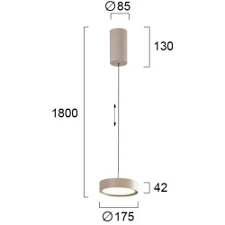Μονόφωτο με Ρυθμιζόμενο 21W Ύψος D:175 Denver - Viokef