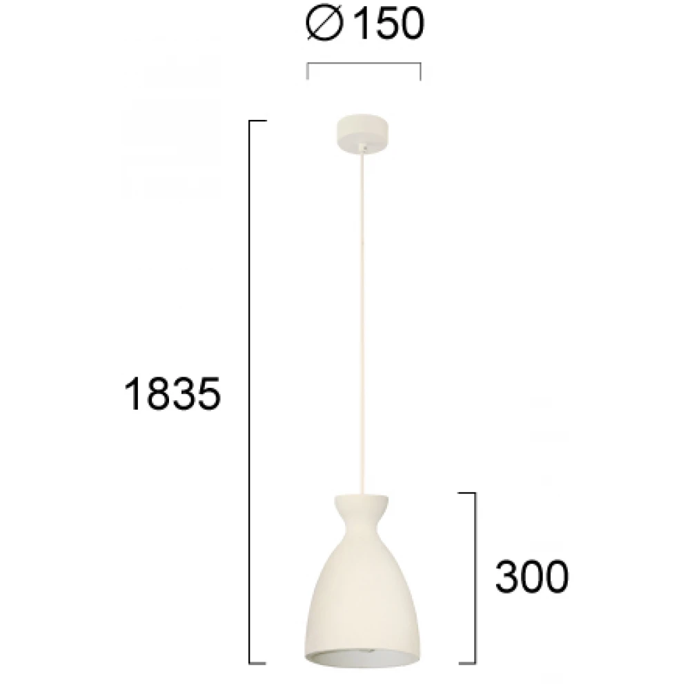 Κρεμαστό Μονόφωτο Φωτιστικό Από Τσιμέντο Μπεζ 1xE27 D:150 Bolero - Viokef