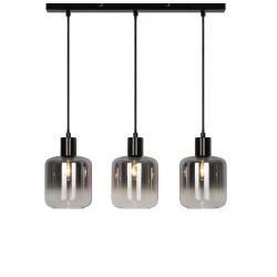Κρεμαστό Φωτιστικό Από Γυαλί Σε Φυμέ Τρίφωτη Ράγα 3xE27 ADAM - VIOKEF
