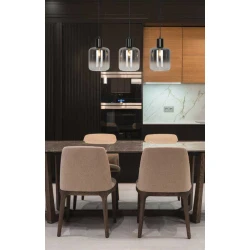 Κρεμαστό Φωτιστικό Από Γυαλί Σε Φυμέ Τρίφωτη Ράγα 3xE27 ADAM - VIOKEF