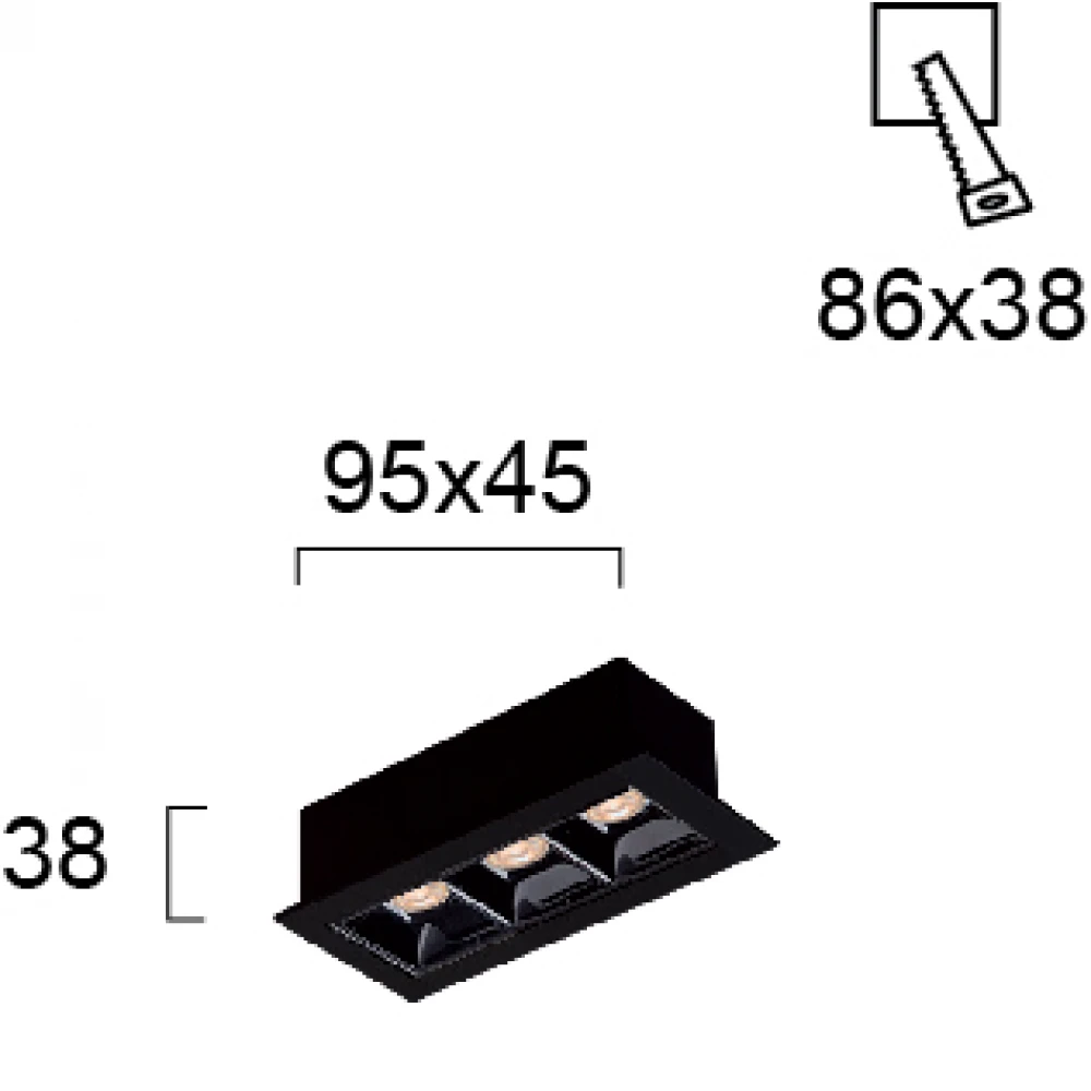 Σποτ Χωνευτό Μαύρο 6W 3000K 30° ADEN - VIOKEF