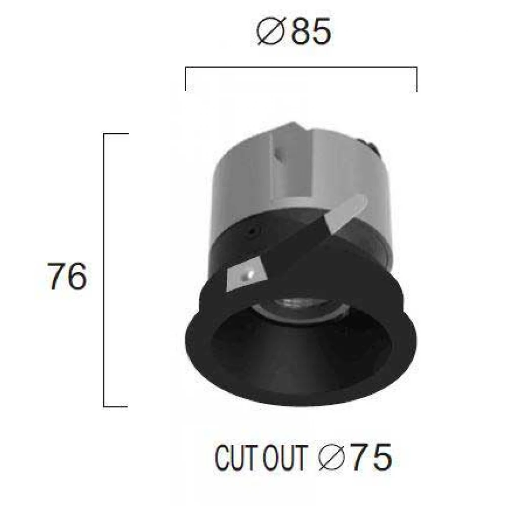 Χωνευτό Σποτ Μαύρο 12W 2700K-3000K-4000K 38° Alea - VIOKEF