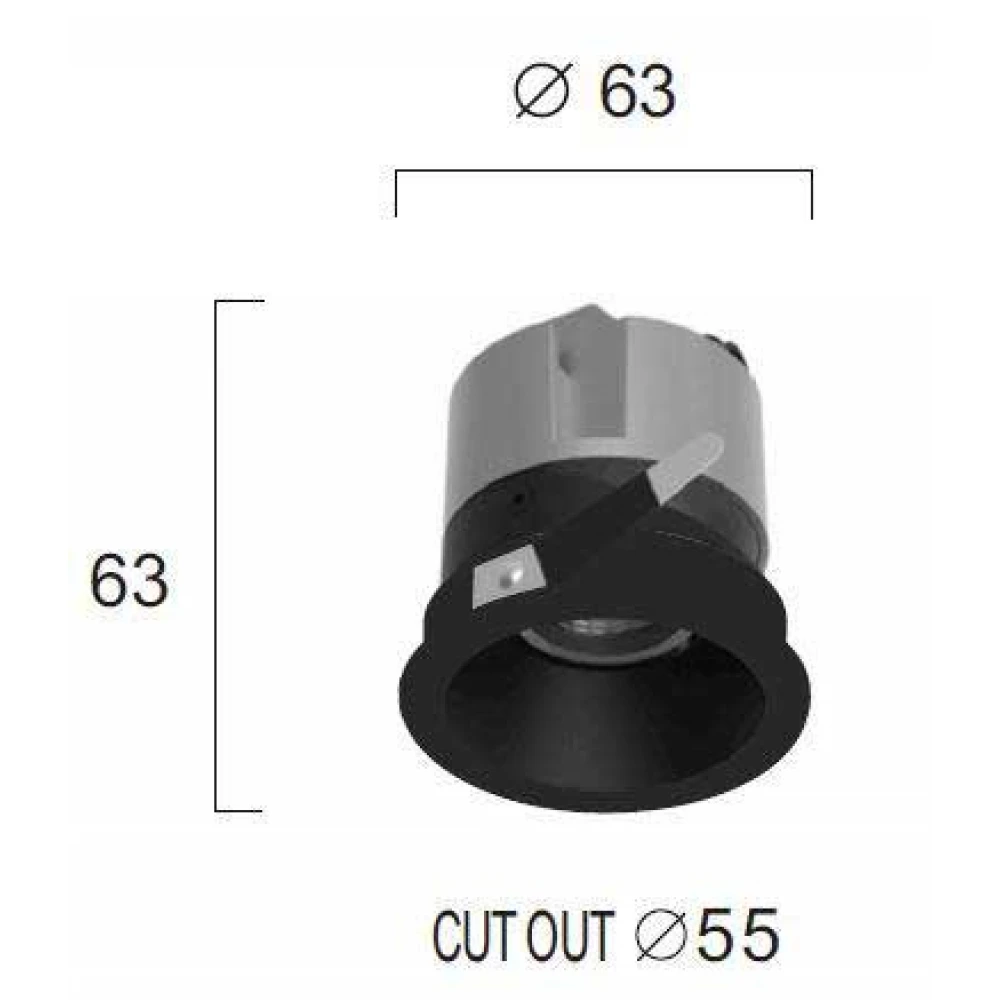 Χωνευτό Σποτ Μαύρο 5W 3000K 38° Alea - VIOKEF